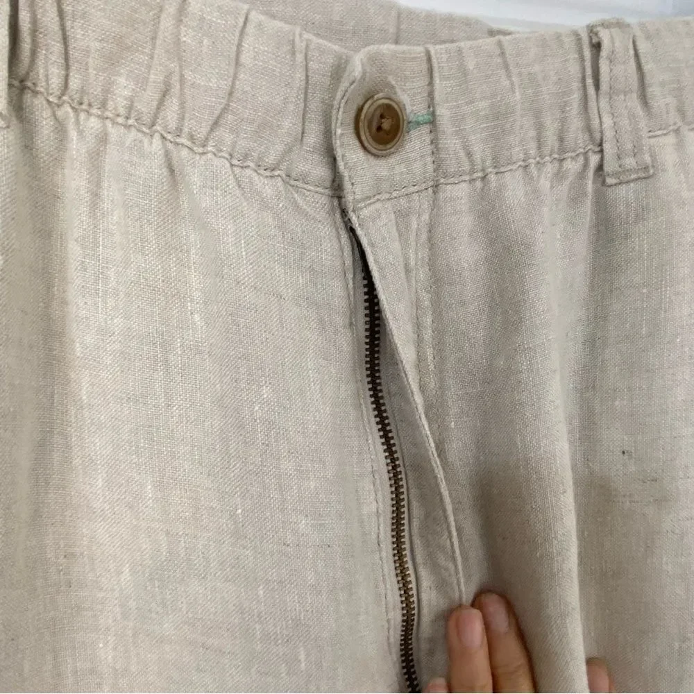 Caribbean Men’s 42 Cream Linen Chino Trousers‎ Relaxed Vacation Resort Cruise